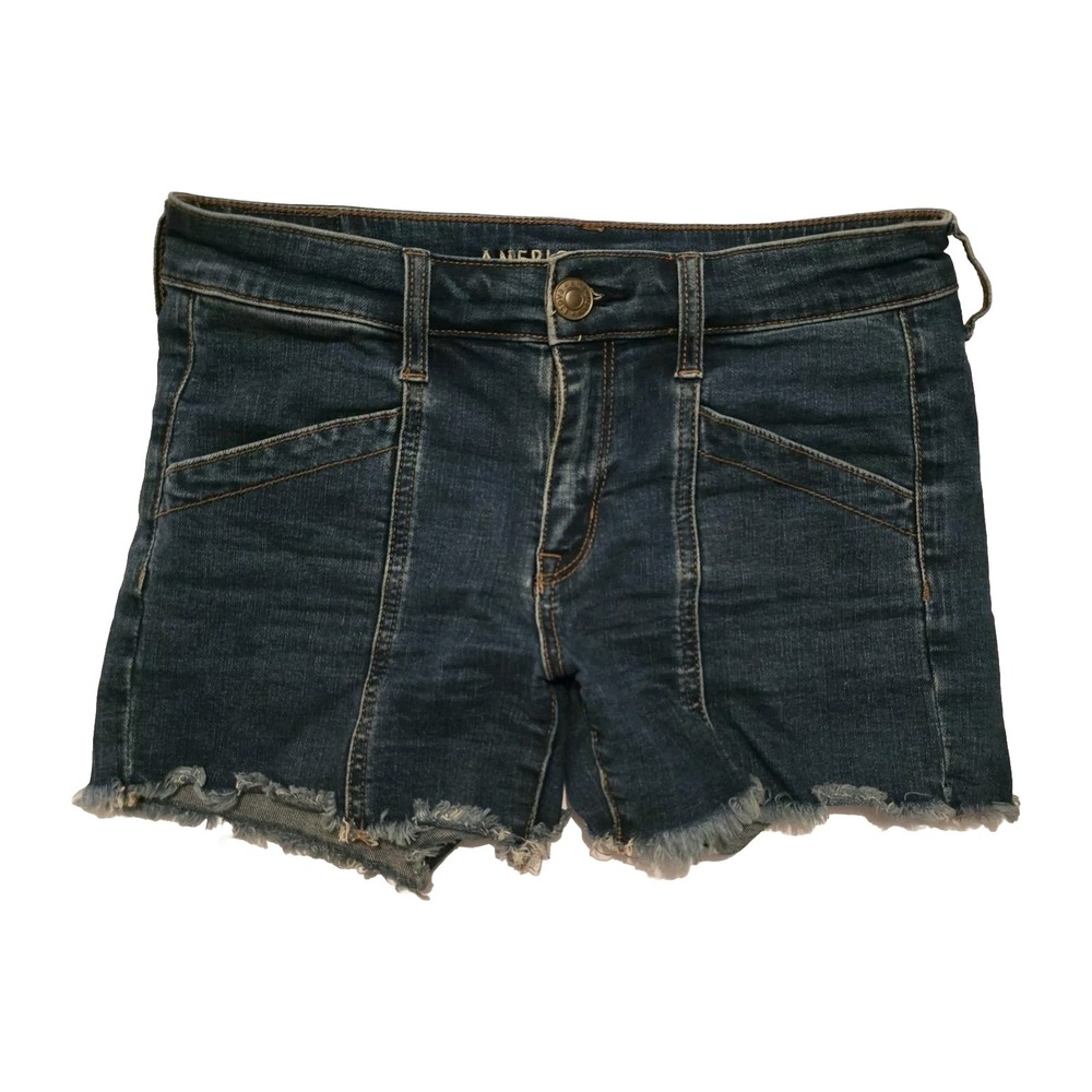 American‎ Eagle Women's SZ 6 Jean Cutoff Shorts High Rise Distress Super Stretch